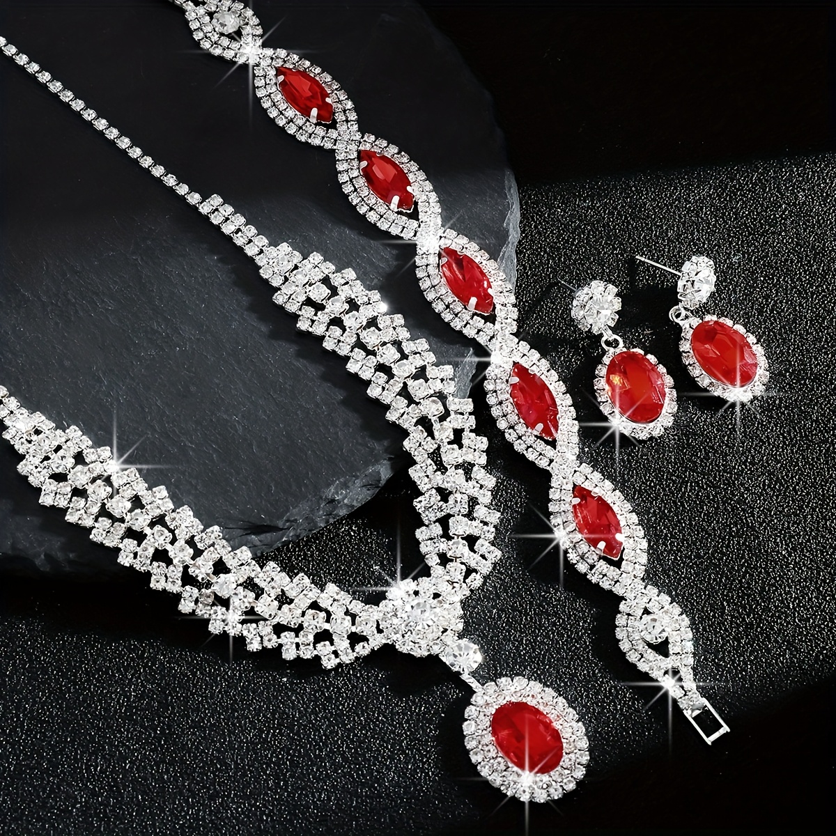 Bride Wedding Jewelry Set - Necklace, Bracelet, Earrings